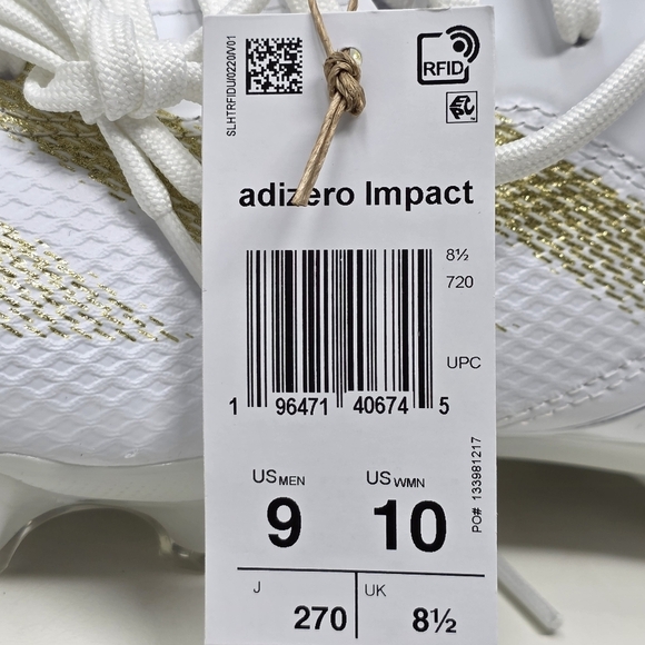 Adidas Adizero Impact MID Football Cleats White Gold IF2476 Men's Size 9 New - Picture 4 of 12